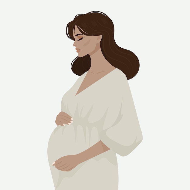 Illustration vectorielle plate d'une femme enceinte en couleurs pastel