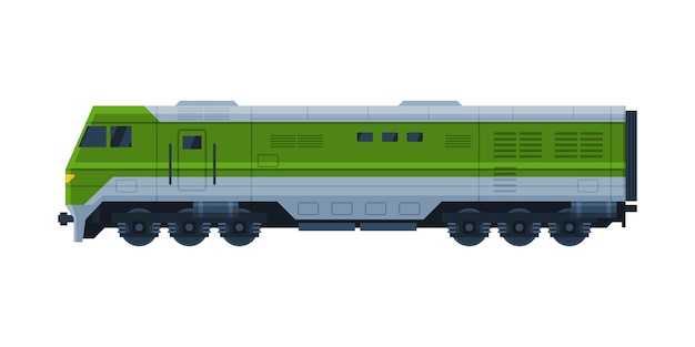 Vecteur illustration vectorielle plate sur fond blanc de locomotive ferroviaire de train verte