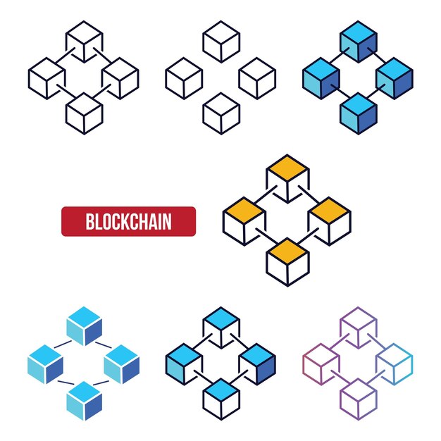 Illustration vectorielle plate de l'icône de la blockchain