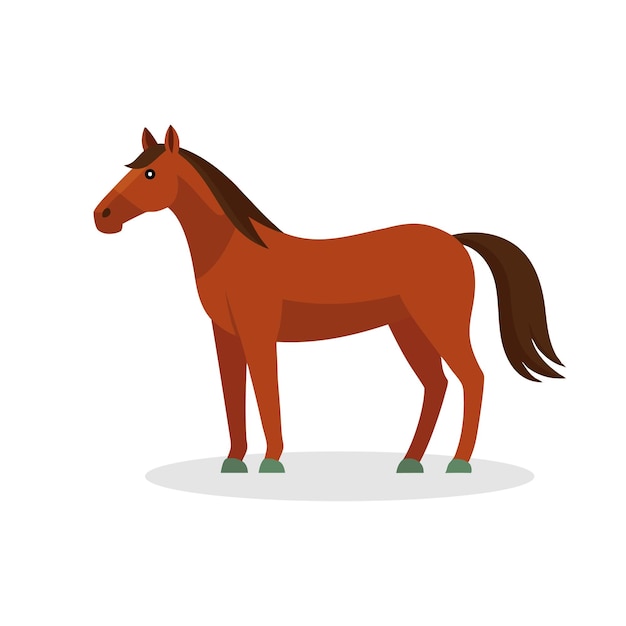Illustration vectorielle plate isolée d'un cheval sur fond blanc
