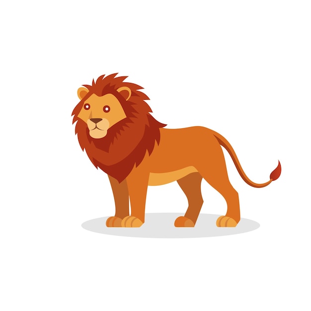 Illustration vectorielle plate isolée d'un lion sur fond blanc