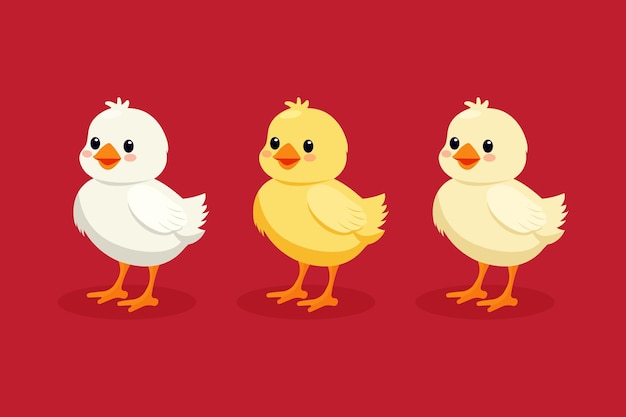 Illustration vectorielle plate de poulet isolée sur fond rouge