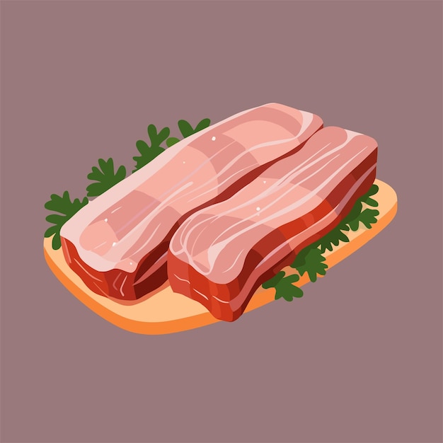 Illustration Vectorielle Plate De Viande De Porc