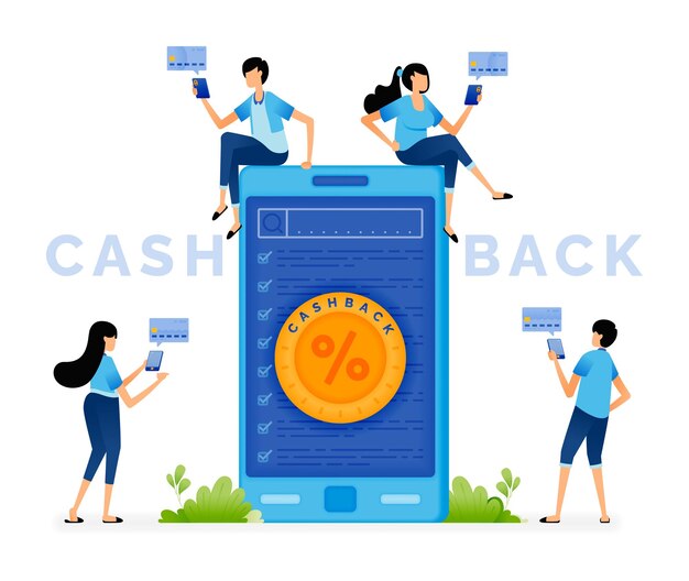 Illustration vectorielle des points du programme de réduction et des remises en argent provenant des achats de transactions et des missions Peut être utilisé pour les pages de destination sites Web applications mobiles affiches publicités dépliants bannières