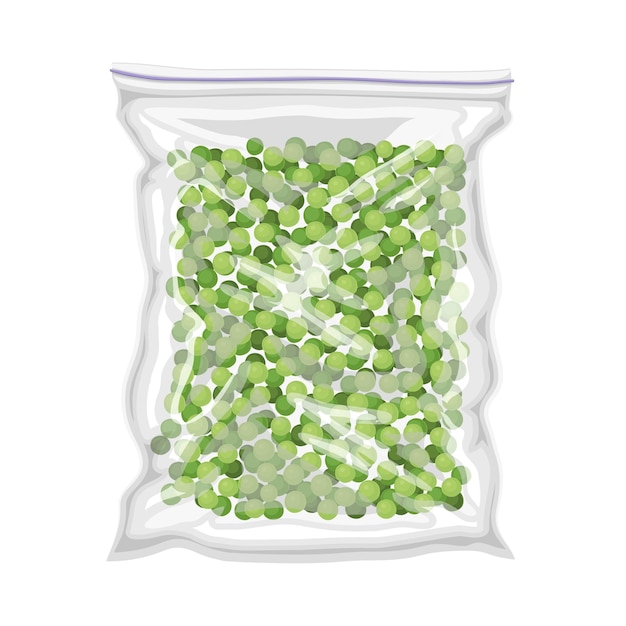 Vecteur illustration vectorielle d'un pois vert congelé stocké dans un emballage en plastique