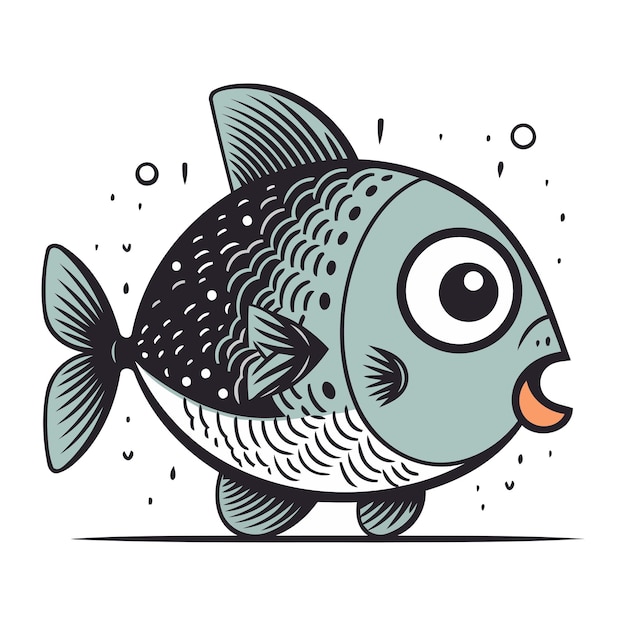 Illustration Vectorielle De Poisson De Dessin Animé Mignon Isolée Sur Fond Blanc