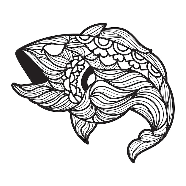 Vecteur illustration vectorielle de poisson mandala