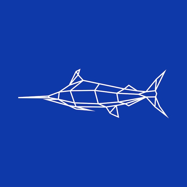 Vecteur illustration vectorielle de poisson marlin bleu géométrique polygonale