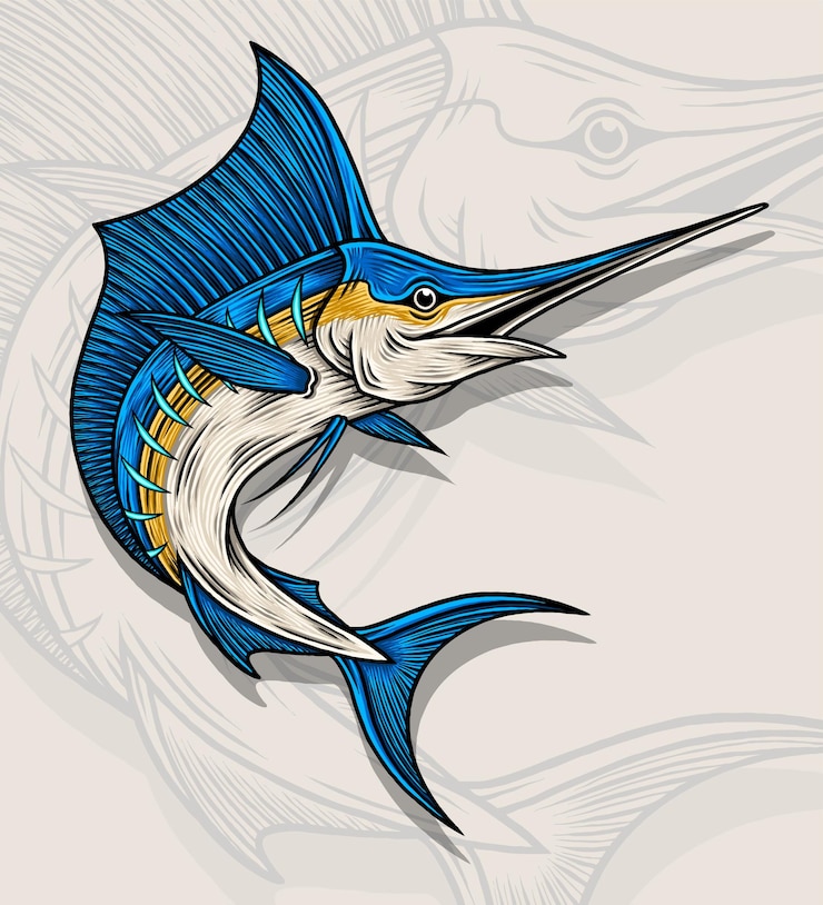 Vecteur illustration vectorielle de poisson marlin