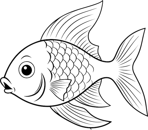 Vecteur illustration vectorielle de poissons livre ou page de coloration d'animaux marins pour enfants