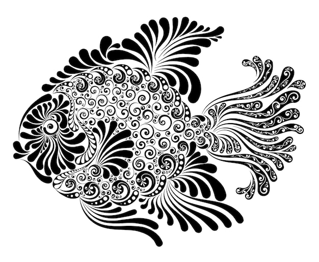 Illustration Vectorielle De Poissons D'ornement Avec Des Nageoires Luxuriantes