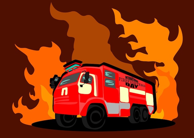 Illustration Vectorielle De Pompiers En Tant Qu'affiche De Bannière Ou Modèle Pour La Journée Internationale Des Pompiers