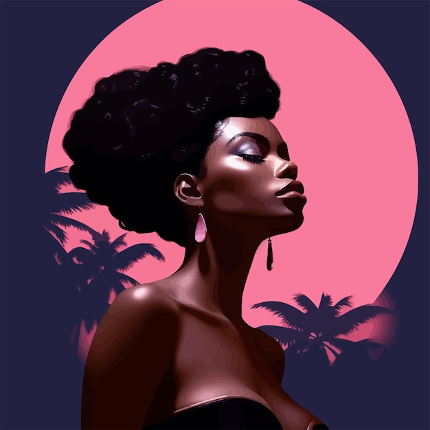 Illustration vectorielle de portrait de femme noire
