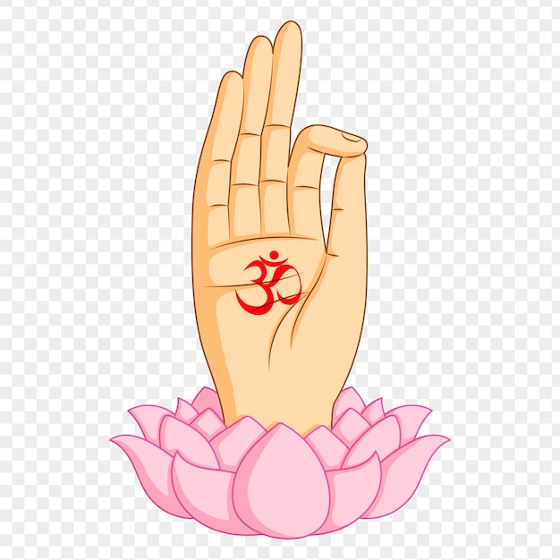 Vecteur illustration vectorielle de la posture de la main sur un lotus avec un fond transparent