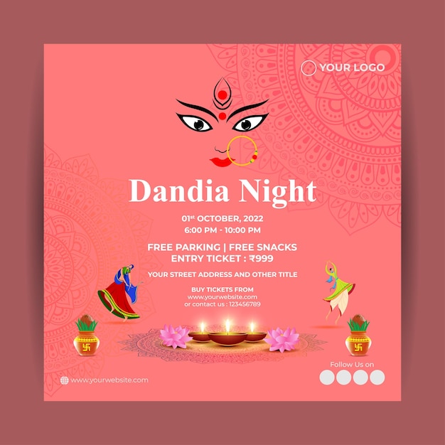 Illustration Vectorielle Pour La Carte D'invitation à La Fête Dandiya Night