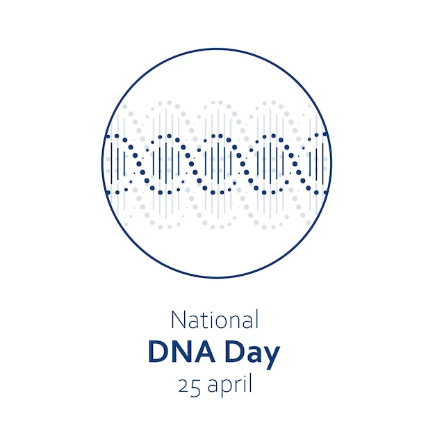 Illustration vectorielle pour la Journée nationale de l'ADN le 25 avril Molécule à double hélice d'ADN dans une conception minimaliste