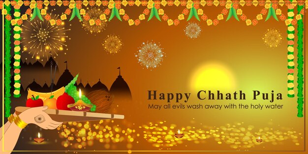 Illustration vectorielle pour la salutation de Chhath Puja