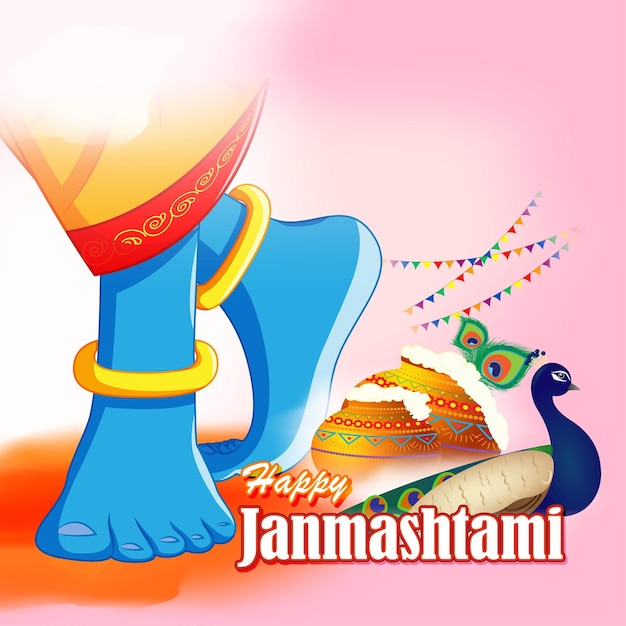 Illustration Vectorielle Pour La Salutation Du Festival Indien Janmashtami