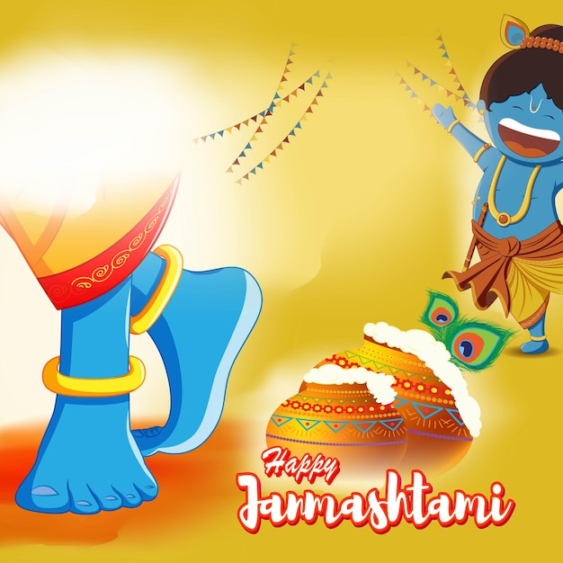 Illustration vectorielle pour la salutation du festival indien Janmashtami