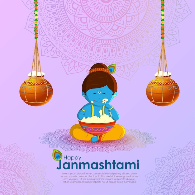 Illustration Vectorielle Pour La Salutation Du Festival Indien Janmashtami