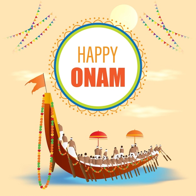 Illustration vectorielle pour voeux Happy Onam