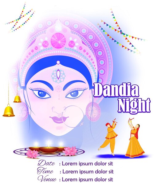 Illustration Vectorielle Pour Les Voeux De Nuit De Dandiya