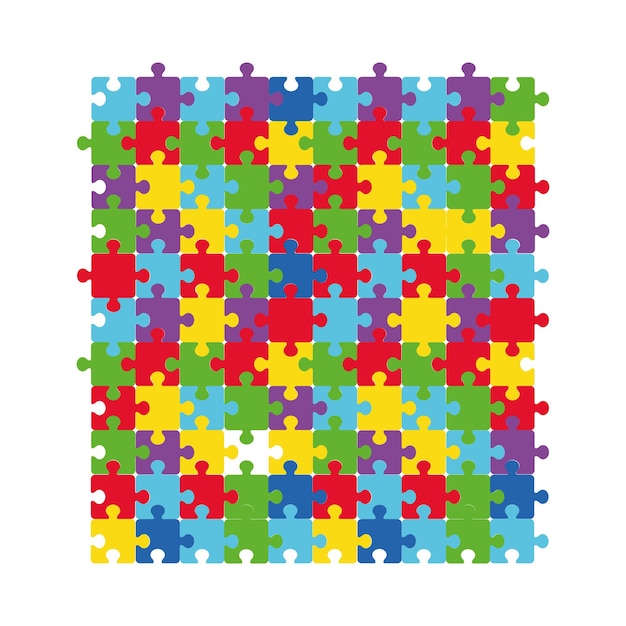 Illustration vectorielle de puzzles multicolores. Fond solide de symbole de l'autisme