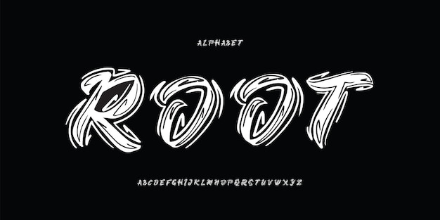 Illustration vectorielle de racine Alphabet simple graffiti dessin animé