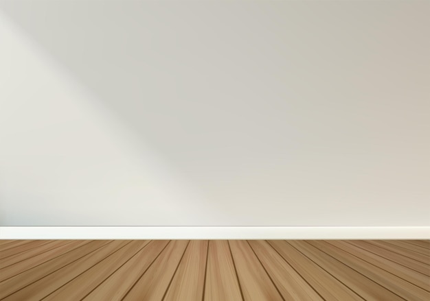 illustration vectorielle réaliste Chambre avec des murs blancs et un sol en bois