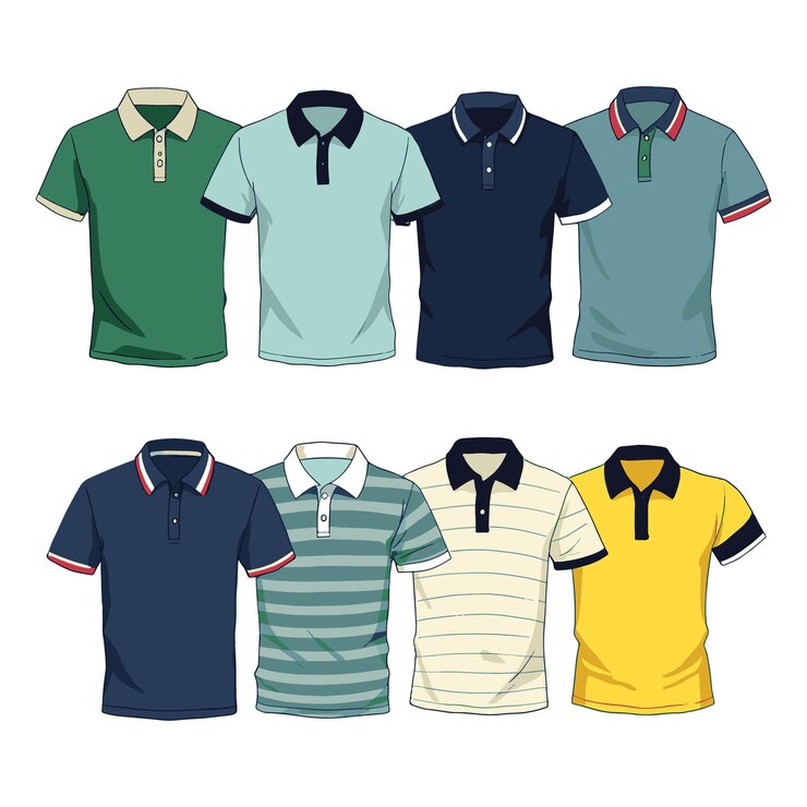 Vecteur illustration vectorielle réaliste de chemises de polo avec des couleurs et des textures distinctes