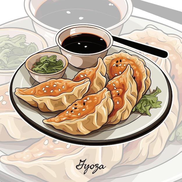 Illustration Vectorielle Réaliste De Gyoza