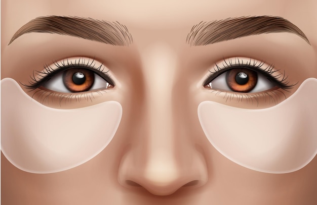 Illustration vectorielle réaliste des masques oculaires de soins de la peau du visage