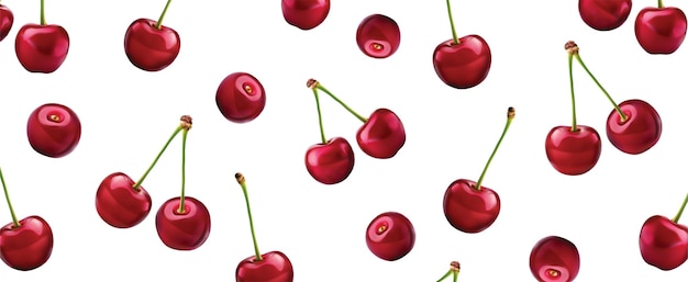 illustration vectorielle réaliste motif sans couture de cerise