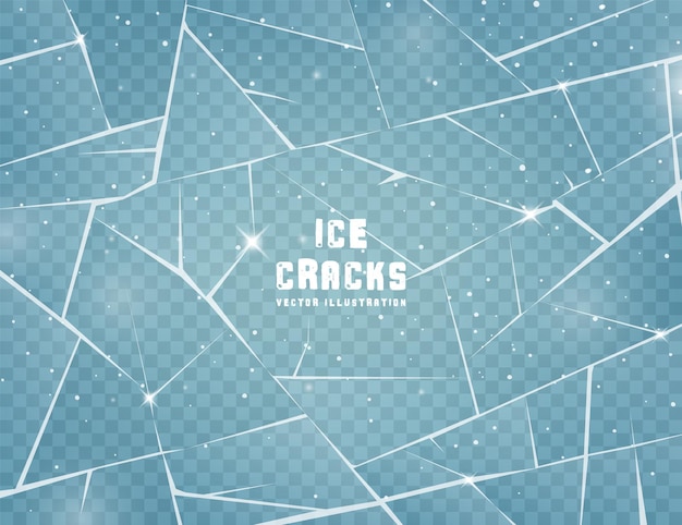 Vecteur illustration vectorielle réaliste de la surface de glace fissurée congelée avec des fissures et des rayures