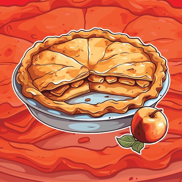 Illustration Vectorielle Réaliste D'une Tarte Aux Pommes