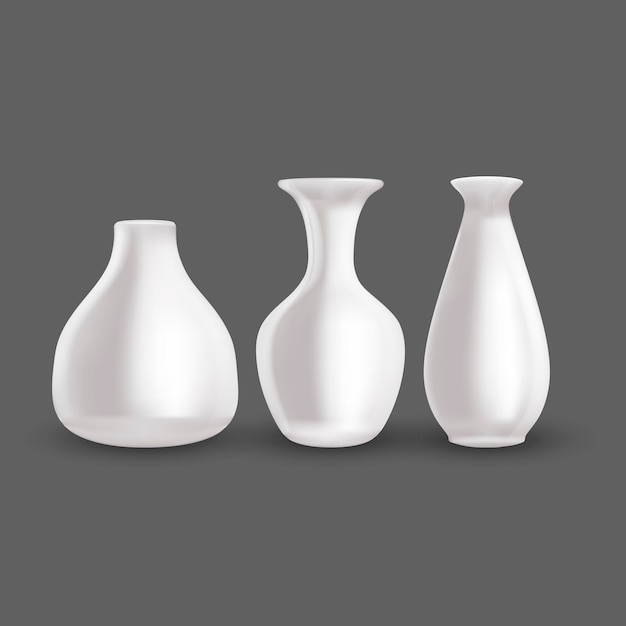 Illustration vectorielle réaliste de vase en céramique 3D d'un élément décoratif de poterie pour l'intérieur