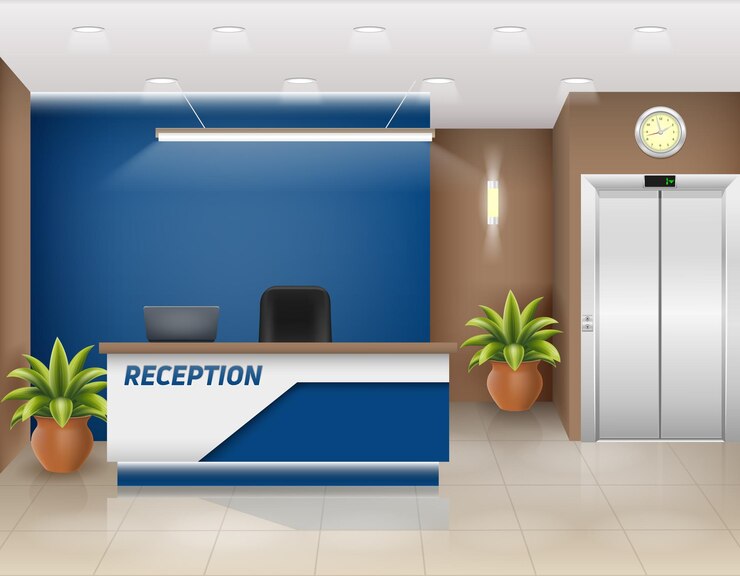 Vecteur illustration vectorielle de la réception du bureau