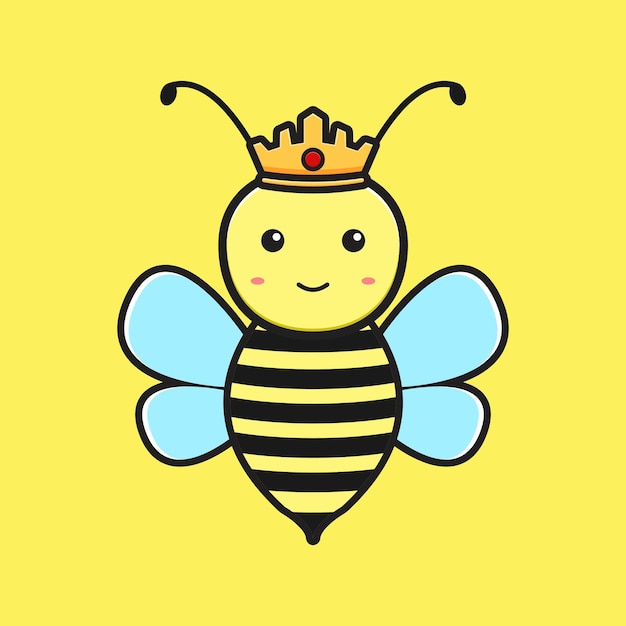 Vecteur illustration vectorielle de reine des abeilles mascotte dessin animé icône. concevoir un style cartoon plat isolé