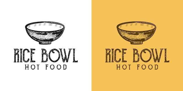 Illustration vectorielle de riz bol logo design