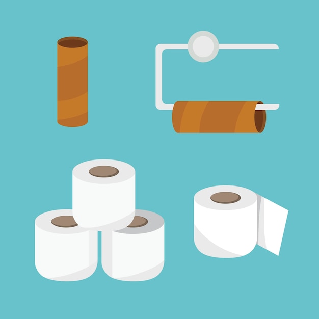 Illustration vectorielle d'un rouleau de papier toilette sur fond bleu Set de papier tissu de toilette