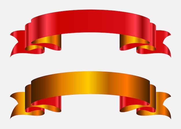 Illustration vectorielle de ruban rouge et or bannière.