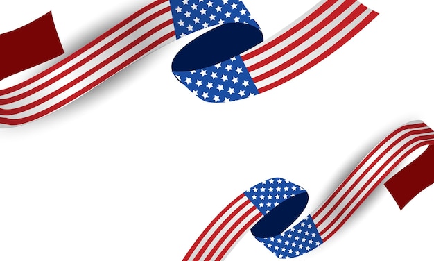 Illustration vectorielle de rubans de drapeau américain avec symboles américains