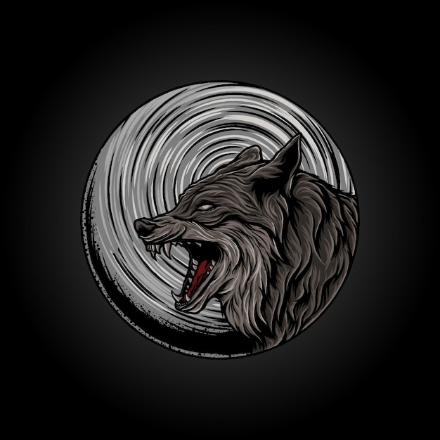 L'illustration vectorielle de rugissement tête de loup design