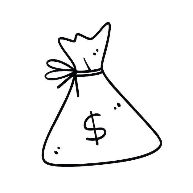 Illustration vectorielle de sac d'argent dessiné à la main Doodle Art Style
