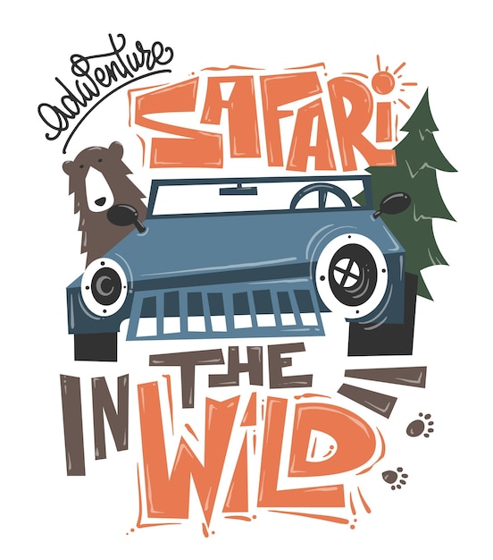 Illustration Vectorielle De Safari Africain Aventure Tshirt Design