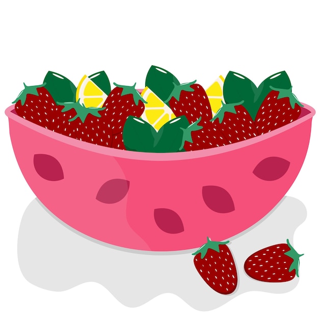 Illustration Vectorielle De Salade De Fruits Sur Fond Blanc.