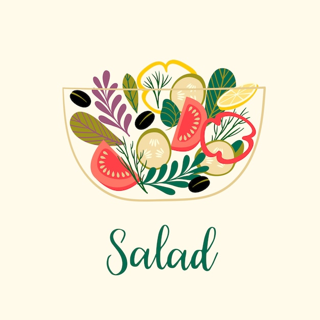 Vecteur illustration vectorielle de salade de légumes