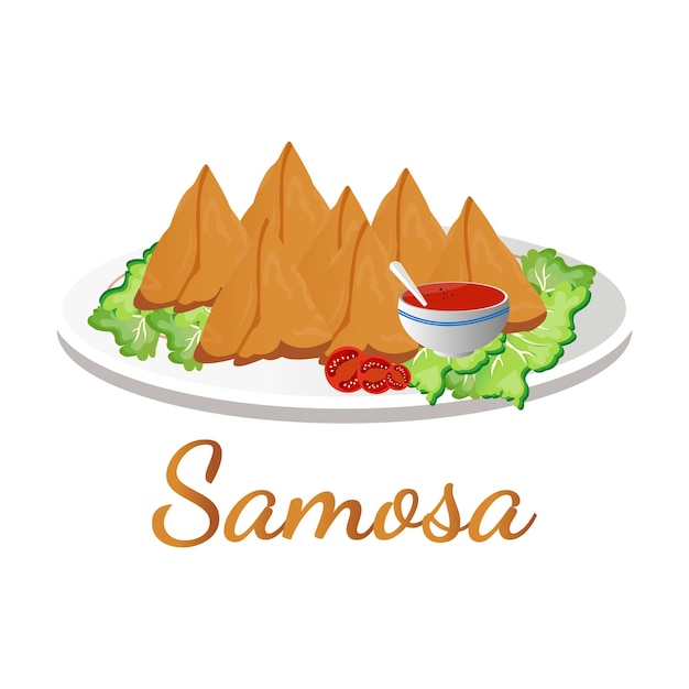 Illustration Vectorielle De Samosa Dessinés à La Main De Vecteur