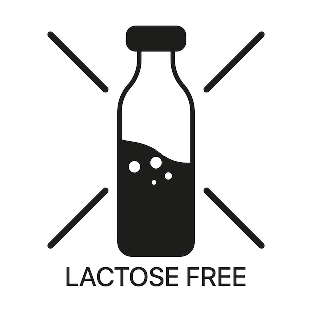 Illustration Vectorielle Sans Lactose Barré Bouteille De Lait Intolérance Allergie Alimentation Nutrition Problèmes Digestifs Indigestion Concept D'alimentation Icône De Ligne Vectorielle Pour Les Affaires Et La Publicité