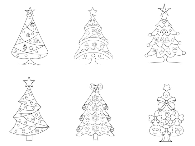 Illustration Vectorielle De Sapin De Noël Noir Et Blanc à Colorier